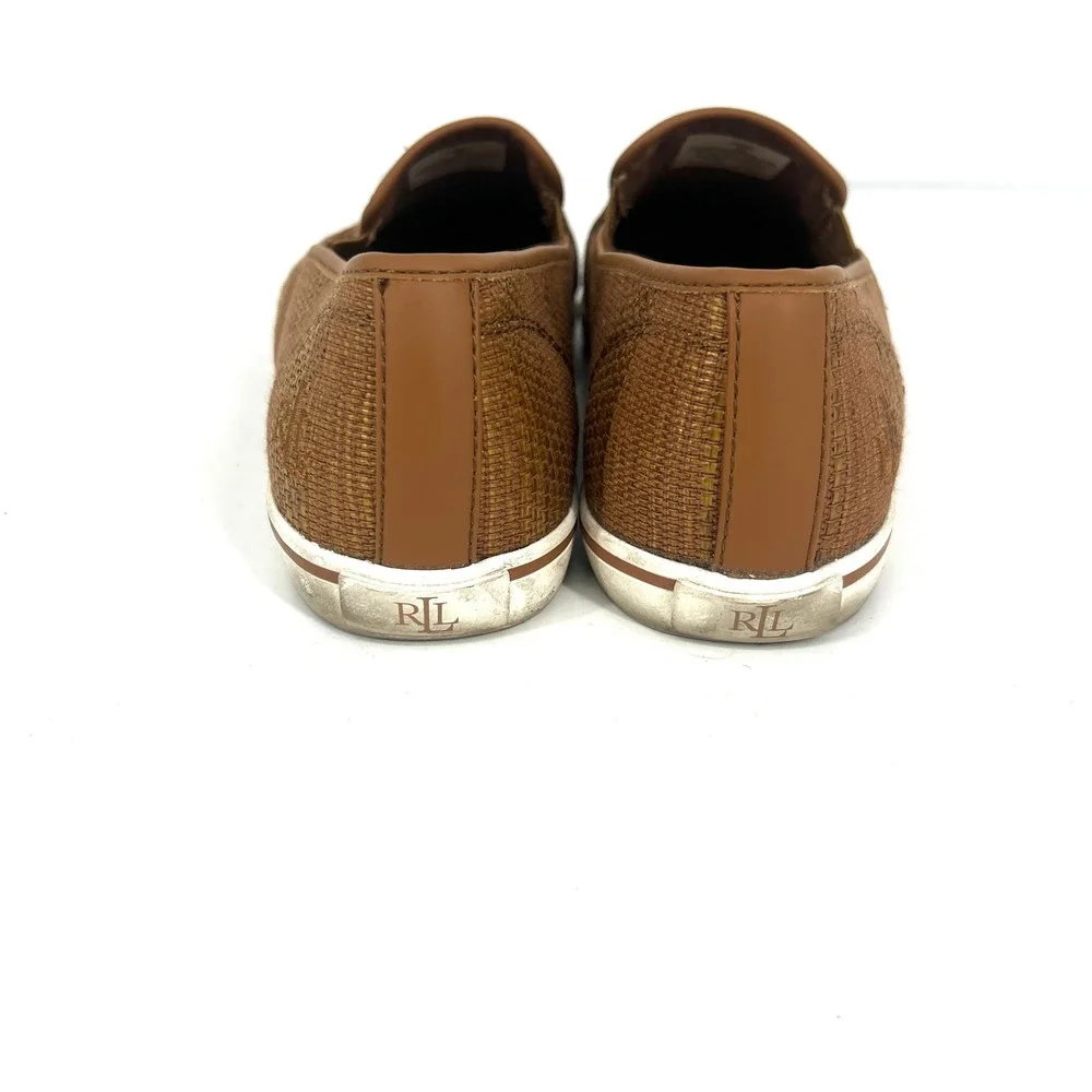Lauren Ralph Lauren Janis Tan Woven Slip On‎ Loafer Flats Women's Size 9B